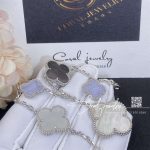 Van Cleef & Arpels Magic Alhambra Bracelet, 5 Motifs White Gold, Chalcedony, Mother Of Pearl Vcarl62400 (2)