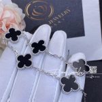 Van Cleef & Arpels Vintage Alhambra 5 Motif 18k White Gold Onyx Bracelet (6)