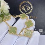 Van Cleef & Arpels Vintage Alhambra 5 Motif 18k Yellow Gold Jade Bracelet (2)