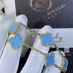 Van Cleef & Arpels Vintage Alhambra 5 Motif 18k Yellow Gold Turquoise Bracelet (2)