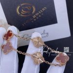 Van Cleef & Arpels Vintage Alhambra Bracelet, 5 Motifs Rose Gold, Carnelian Vcarp7rp00 (6)