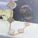 Van Cleef & Arpels Vintage Alhambra Bracelet, 5 Motifs Rose Gold, Mother Of Pearl Vcara41800 (17)