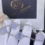 Van Cleef & Arpels Vintage Alhambra Bracelet, 5 Motifs White Gold, Chalcedony Vcard34700 (11)