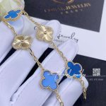 Van Cleef & Arpels Vintage Alhambra Bracelet, 5 Motifs Yellow Gold Guilloché And Blue Agate (1)