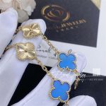 Van Cleef & Arpels Vintage Alhambra Bracelet, 5 Motifs Yellow Gold Guilloché And Blue Agate (3)