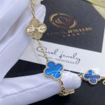 Van Cleef & Arpels Vintage Alhambra Bracelet, 5 Motifs Yellow Gold Guilloché And Blue Agate (5)