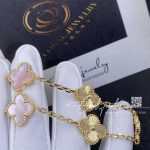 Van Cleef & Arpels Vintage Alhambra Bracelet, 5 Motifs Yellow Gold Guilloché And Pink Mother Of Pearl (5)