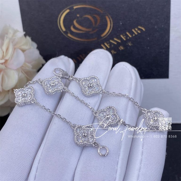 Van Cleef & Arpels Sweet Alhambra Bracelet, 6 Motifs White Gold, Diamond Vcaro85700 (1)