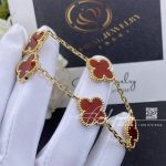 Van Cleef & Arpels Vvintage Alhambra Bracelet, 5 Motifs Yellow Gold, Carnelian Vcard35500 (4)