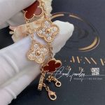 Van Cleef & Arpels Vintage Alhambra Limited Edition Diamond Carnelian Gold Bracelet (6)