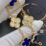 Van Cleef & Arpels Vintage Alhambra Limited Edition Diamond Lapis Gold Bracelet (4)