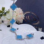 Van Cleef & Arpels Vintage Alhambra Bracelet, 5 Motifs White Gold, Turquoise (8)