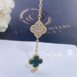 Van Cleef & Arpels Vintage Alhambra Bracelet, 5 Motifs Yellow Gold, Diamond, Malachite Vcaro7gq00 (5)