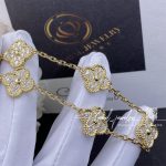 Van Cleef & Arpels Vintage Alhambra Bracelet, 5 Motifs Yellow Gold, Diamond Vcara41400 (5)