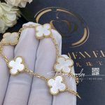 Van Cleef & Arpels Vintage Alhambra Bracelet, 5 Motifs Yellow Gold, Mother Of Pearl Vcara41800 (1)