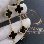 Van Cleef & Arpels Vintage Alhambra Bracelet, 5 Motifs Yellow Gold, Onyx Vcara41300 (3)