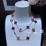 Van Cleef & Arpels Vintage Alhambra Long Necklace, 20 Motifs Rose Gold, Carnelian Vcarp7ro00 (2)