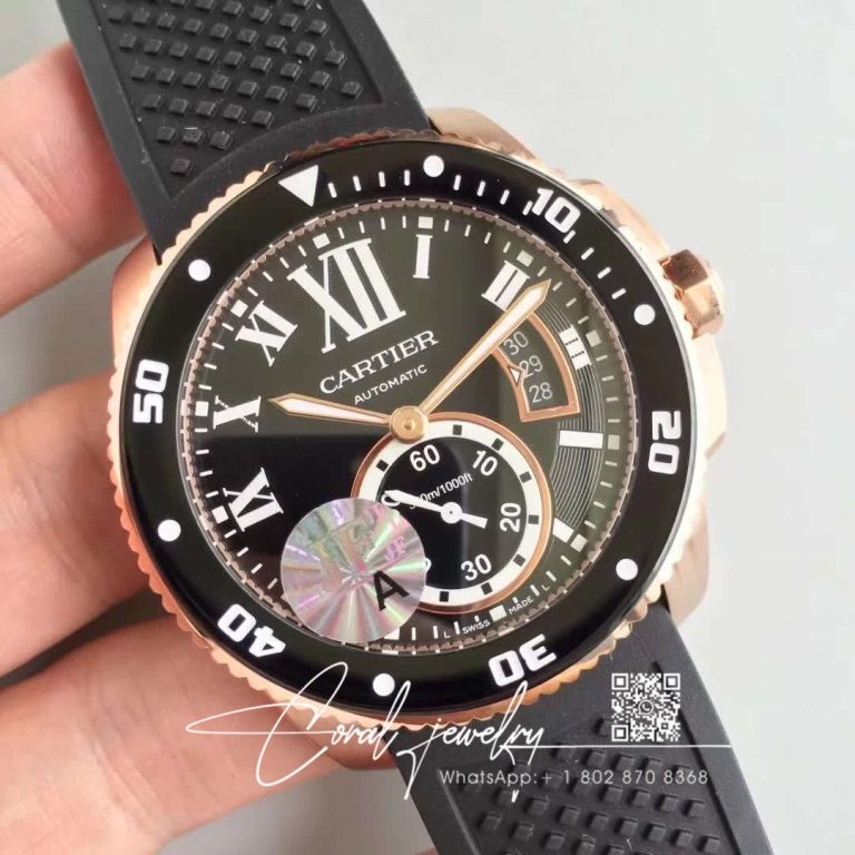 Replica Calibre De Cartier Diver W7100052 42mm Jf Factory Black Dial (2)