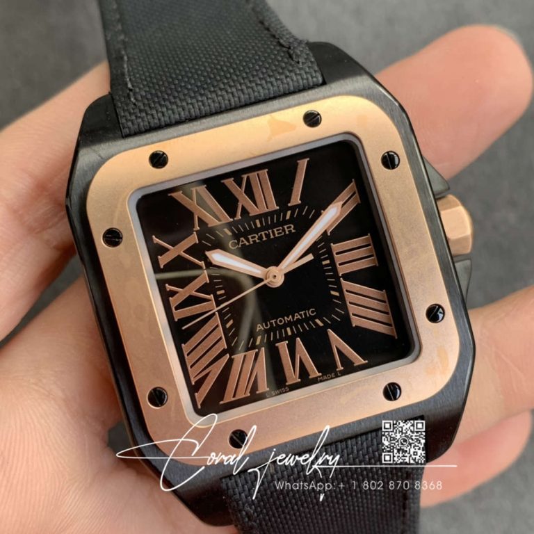 Replica Cartier De Santos 100th Anniversary W2020009 Rb Factory 18k Rose Gold Black Dial (2)