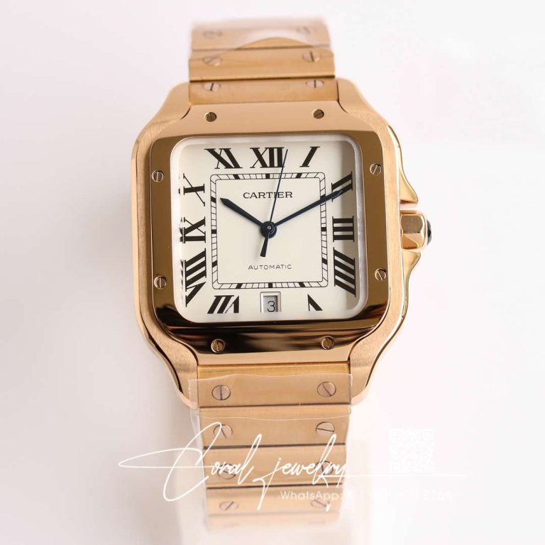 Replica Cartier De Santos 40mm V6 Factory 18k Rose Gold Case White Dial (1)