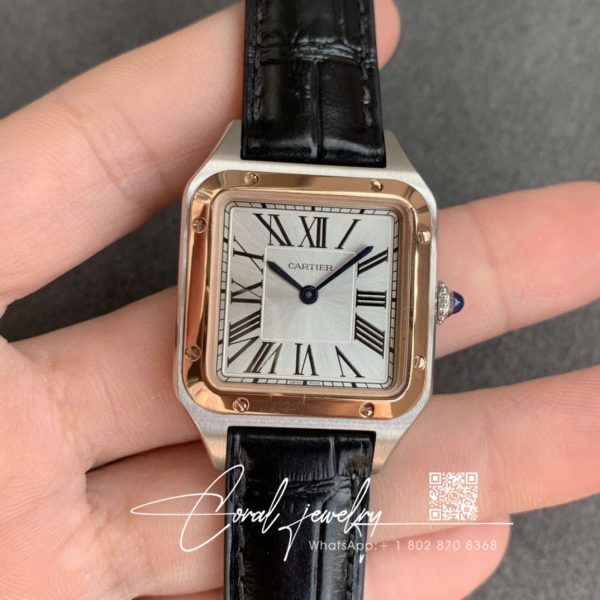 Replica Cartier Santos W2sa0012 Ladies Black Rubber Strap (1)