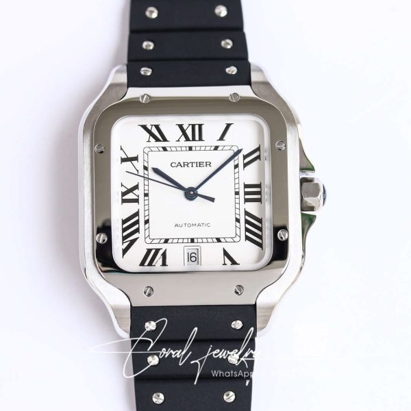 Replica Cartier Santos Wssa0018 Gf Factory V2 Black Rubber Strap (1)