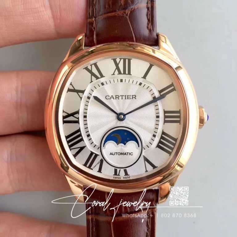 Replica Drive De Cartier Moonphase Wgnm0008 Rose Gold Silver Dial (1)