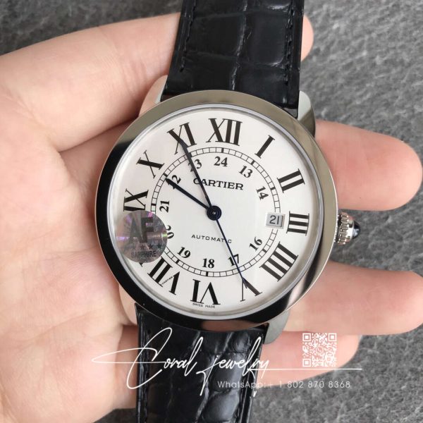 Replica Ronde De Cartier W6701010 Af Factory Leather Strap White Dial (1)