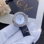 Graff Spiral Watch White Mother Of Pearl Dial Diamond White Gold Black Satin Strap 19mm Coral (2)