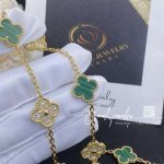 Van Cleef & Arpels Vintage Alhambra Necklace, 10 Motifs Yellow Gold, Diamond, Malachite Vcaro9j400 (2)