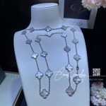 Van Cleef & Arpels Vintage Alhambra Long Necklace, 20 Motifs White Gold, Mother Of Pearl Vcarf48800 (6)