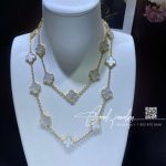 Van Cleef & Arpels Vintage Alhambra Long Necklace, 20 Motifs Yellow Gold, Mother Of Pearl Vcara42100 (4)