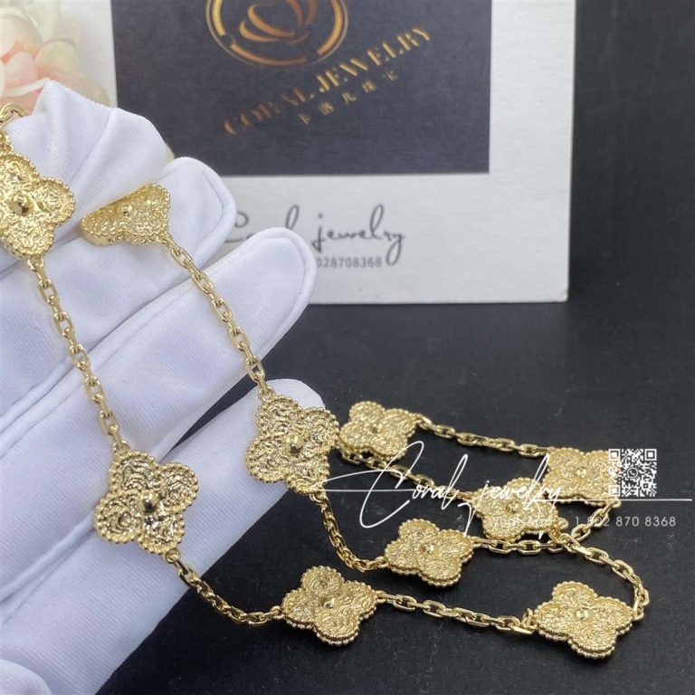 Van Cleef & Arpels Vintage Alhambra Necklace, 10 Motifs 18k Yellow Gold Vcaro1id00 (3)