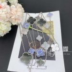 Van Cleef & Arpels Magic Alhambra Long Necklace, 16 Motifs White Gold, Chalcedony, Mother Of Pearl Vcarn19000 (12)