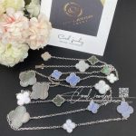 Van Cleef & Arpels Magic Alhambra Long Necklace, 16 Motifs White Gold, Chalcedony, Mother Of Pearl Vcarn19000 (15)