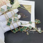 Van Cleef & Arpels Vintage Alhambra Long Necklace, 20 Motifs Yellow Gold, Malachite Vcarl88100 (2)