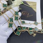 Van Cleef & Arpels Vintage Alhambra Long Necklace, 20 Motifs Yellow Gold, Malachite Vcarl88100 (3)