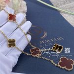 Van Cleef & Arpels Magic Alhambra Necklace, 6 Motifs Yellow Gold, Carnelian, Tiger Eye Vcarn5jp00 (6)