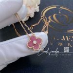 Van Cleef & Arpels Vintage Alhambra 2021 Holiday Pendant Rose Gold,rhodonite Vcarp7td00 (1)