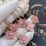 Van Cleef & Arpels Vintage Alhambra 2021 Holiday Pendant Rose Gold,rhodonite Vcarp7td00 (6)