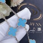 Van Cleef & Arpels Vintage Alhambra Necklace, 10 Motifs White Gold, Turquoise (2)