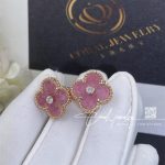 Van Cleef & Arpels Alhambra 18k Yellow Gold Pink Opal Diamond Ring (3)