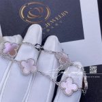 Van Cleef & Arpels Vintage Alhambra 5 Motif 18k White Gold Pink Mother Of Pearl Bracelet (3)