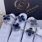 Van Cleef & Arpels Vintage Alhambra Bracelet, 5 Motifs White Gold, Pietersite (1)