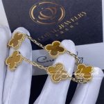 Van Cleef & Arpels Vintage Alhambra Bracelet, 5 Motifs Yellow Gold, Tiger Eye Vcard35600 (5)