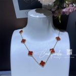 Van Cleef & Arpels Vintage Alhambra Necklace, 10 Motifs Yellow Gold, Carnelian Vcard40600 (3)