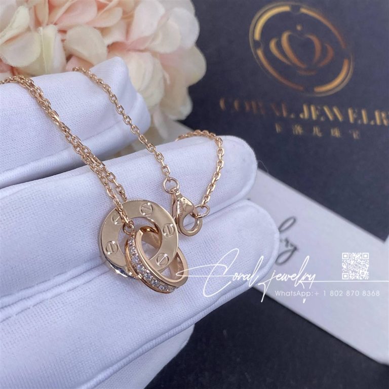 Cartier Love Necklace, Diamond Paved 18k Rose Gold B7224528 (5)