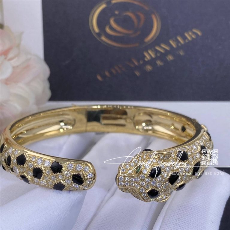 Cartier Panthère De Cartier Bracelet, 18k Gold Diamond Onyx Emerald N6715417 (1)