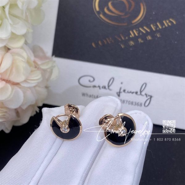 Cartier Amulette De Cartier Earrings, Xs Model Onyx Rose Gold B8301239 (2)