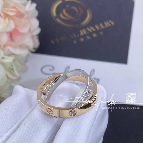 Cartier Love Ring, Rose Gold, White Gold, Diamond Paved B4094600 (1)